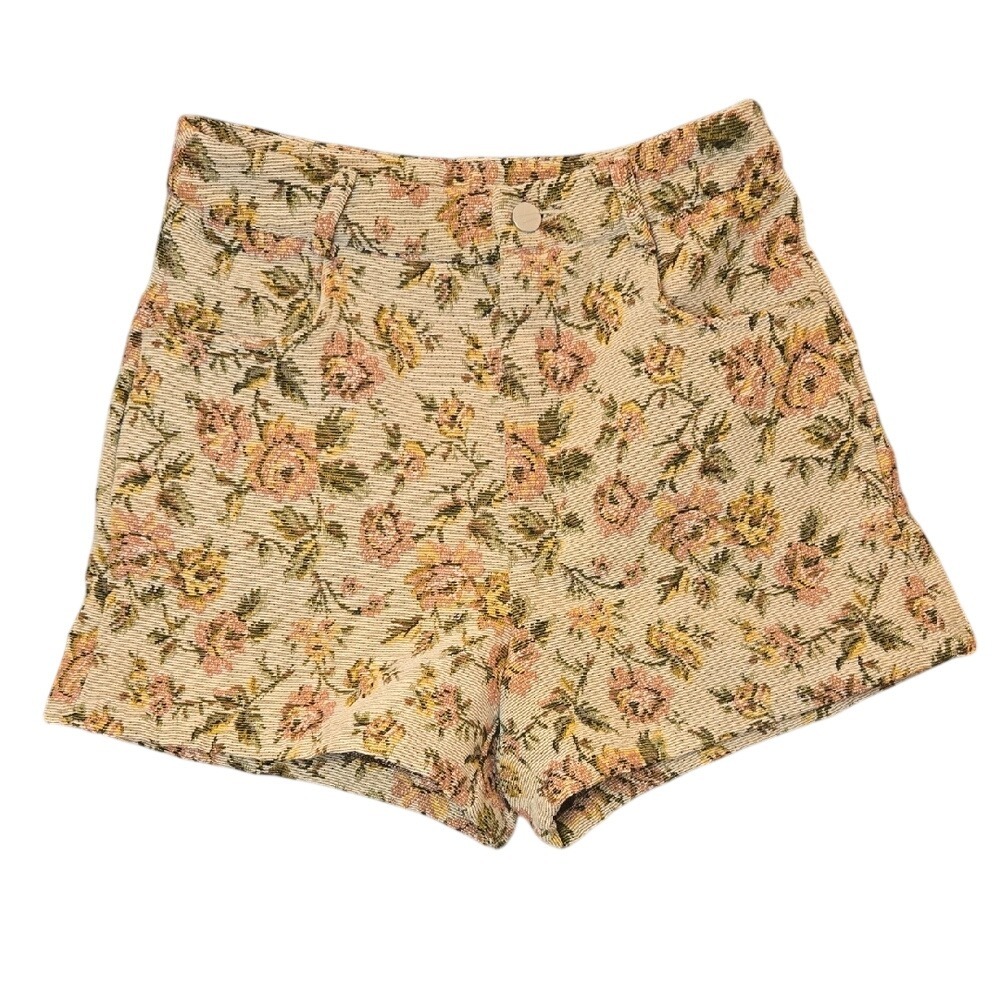 SHEIN‎ Shorts Mod Elegant Commuter Floral Jacquard High-Waisted Tapestry Small